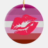 Lipstick Lesbische Pride Vlag Keramisch Ornament (Achterkant)