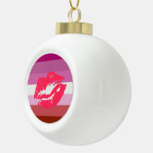 Lipstick Lesbische Pride Vlag Keramische Bal Ornament (Rechts)