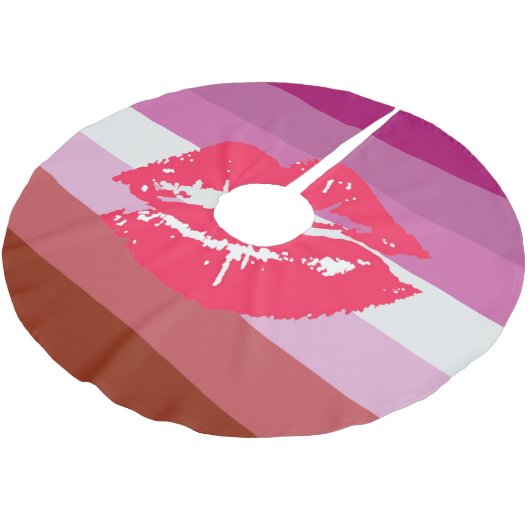 Lipstick Lesbische Pride Vlag Kerstboom Rok (Gekanteld)