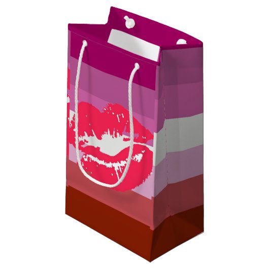 Lipstick Lesbische Pride Vlag Klein Cadeauzakje (Voorkant Gekanteld)