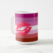 Lipstick Lesbische Pride Vlag Koffiemok (Voorkant links)