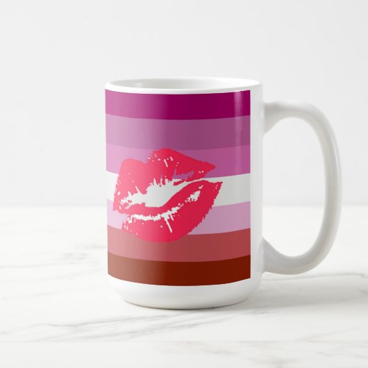 Lipstick Lesbische Pride Vlag Koffiemok (Rechts)