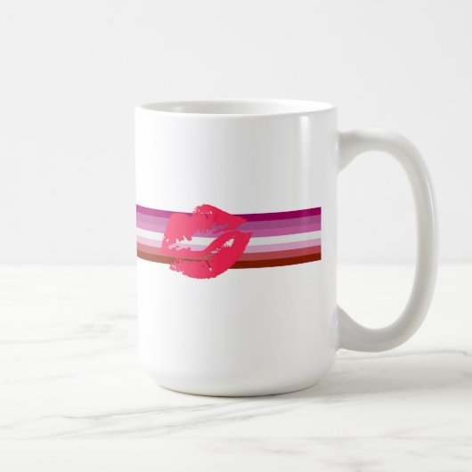 Lipstick Lesbische Pride Vlag Koffiemok (Rechts)