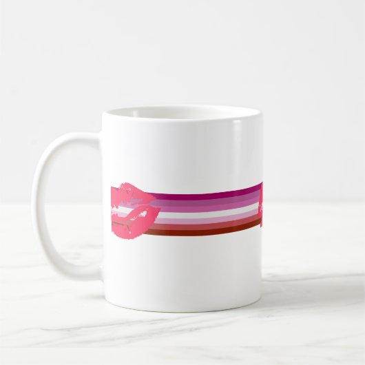 Lipstick Lesbische Pride Vlag Koffiemok (Links)
