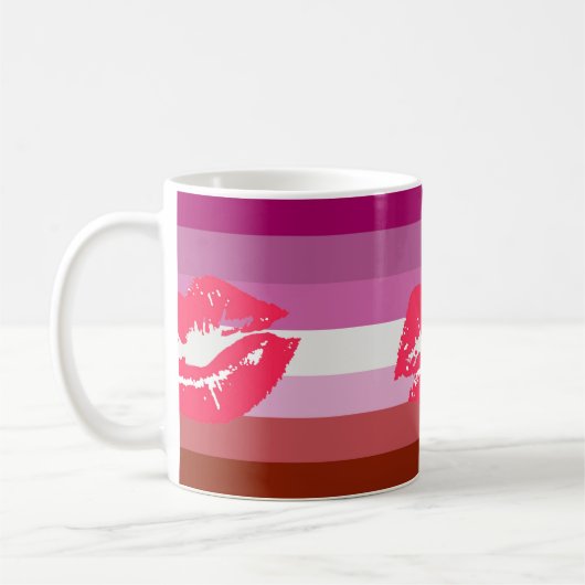 Lipstick Lesbische Pride Vlag Koffiemok (Links)