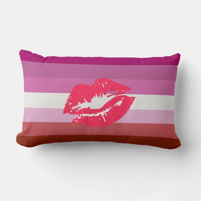 Lipstick Lesbische Pride Vlag Kussen (Voorkant)