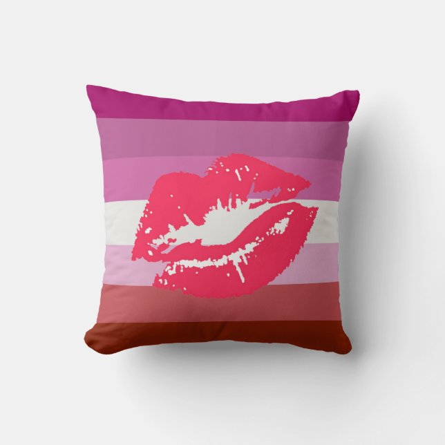 Lipstick Lesbische Pride Vlag Kussen (Voorkant)