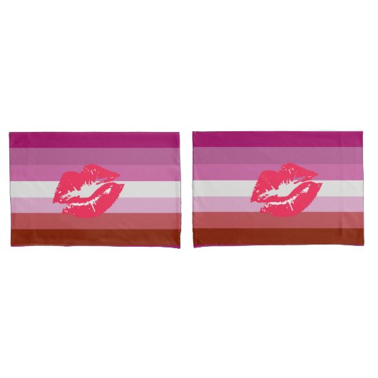 Lipstick Lesbische Pride Vlag Kussensloop (Voorkant-Set)