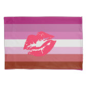 Lipstick Lesbische Pride Vlag Kussensloop (Voorkant-Links)