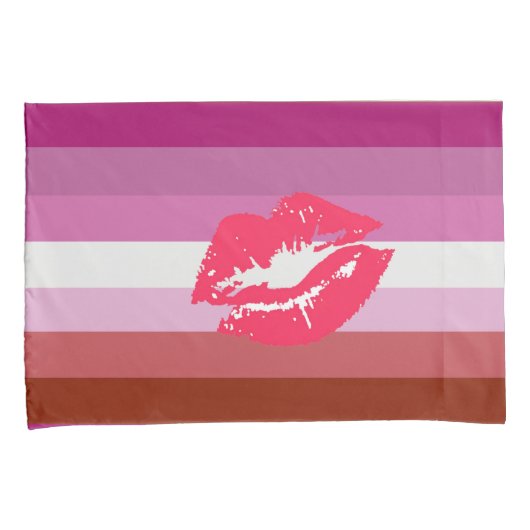 Lipstick Lesbische Pride Vlag Kussensloop (Voorkant-Rechts)