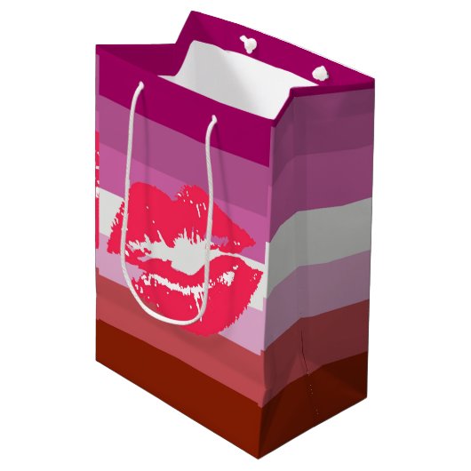 Lipstick Lesbische Pride Vlag Medium Cadeauzakje (Voorkant Gekanteld)