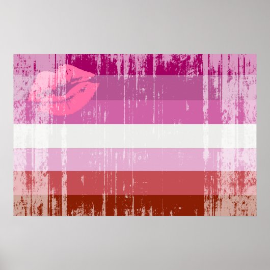 Lipstick Lesbische Pride Vlag Poster (Voorkant)