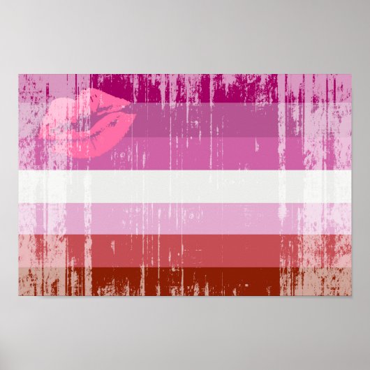 Lipstick Lesbische Pride Vlag Poster (Voorkant)