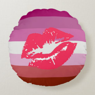 Lipstick Lesbische Pride Vlag Rond Kussen