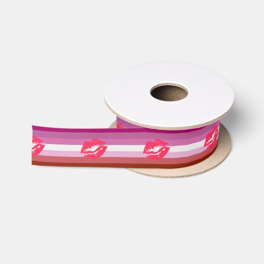 Lipstick Lesbische Pride Vlag Satijnen Lint (Spoel)