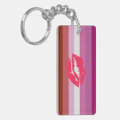 Lipstick Lesbische Pride Vlag Sleutelhanger (Voorkant Links)