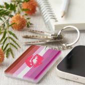 Lipstick Lesbische Pride Vlag Sleutelhanger (Voorkant Rechts)