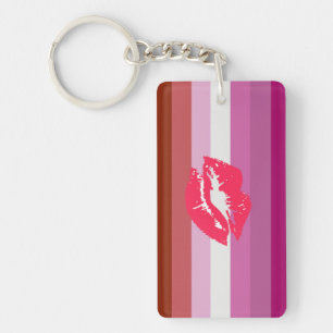 Lipstick Lesbische Pride Vlag Sleutelhanger