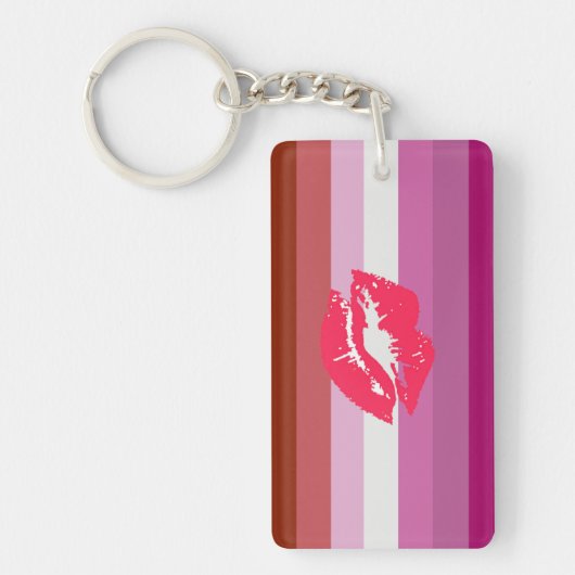 Lipstick Lesbische Pride Vlag Sleutelhanger (Voorkant)