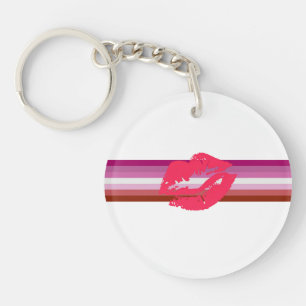 Lipstick Lesbische Pride Vlag Sleutelhanger