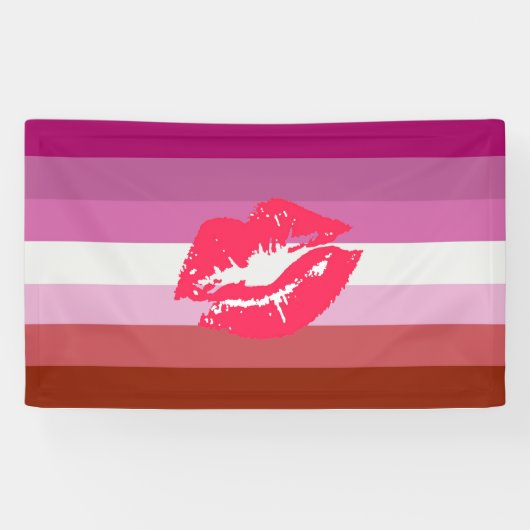 Lipstick Lesbische Pride Vlag Spandoek (Horizontaal)