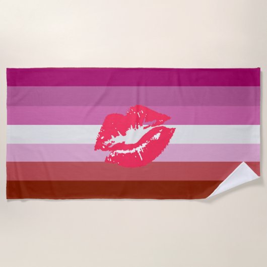 Lipstick Lesbische Pride Vlag Strandlaken (Voorkant)