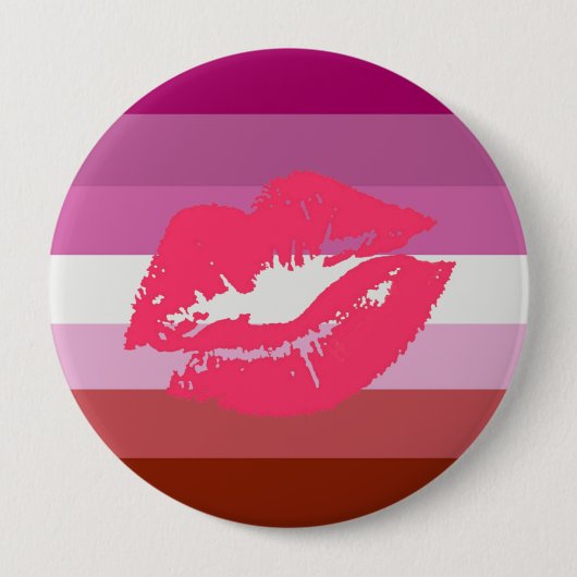 LIPSTICK LESBISCHE PRIDE VLAG STREPEN ONTWERP - 20 RONDE BUTTON 4,0 CM (Voorkant)