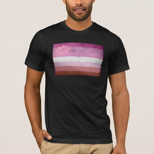 Lipstick Lesbische Pride Vlag T-shirt (Voorkant)