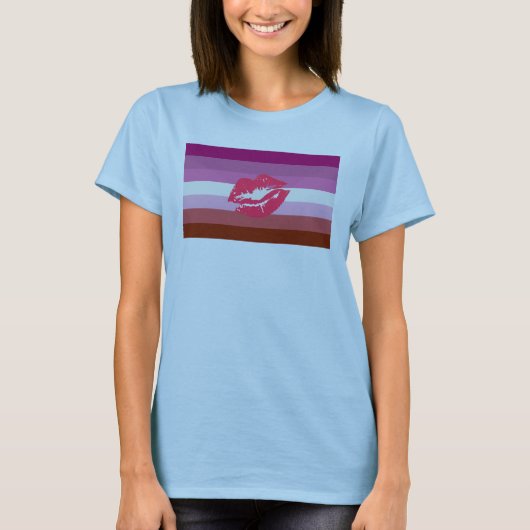 Lipstick Lesbische Pride Vlag T-shirt (Voorkant)