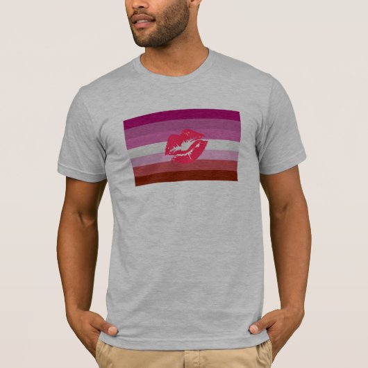 Lipstick Lesbische Pride Vlag T-shirt (Voorkant)