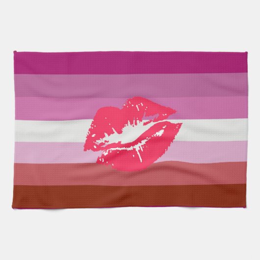 Lipstick Lesbische Pride Vlag Theedoek (Horizontaal)