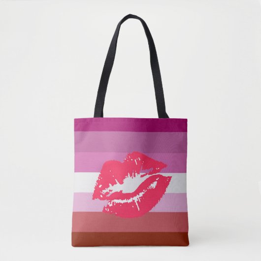 Lipstick Lesbische Pride Vlag Tote Bag (Voorkant)