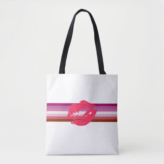 Lipstick Lesbische Pride Vlag Tote Bag (Voorkant)