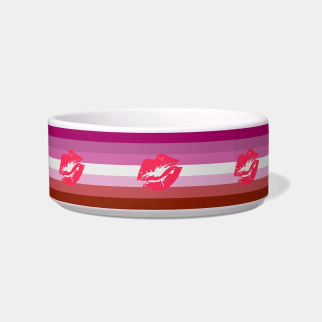 Lipstick Lesbische Pride Vlag Voerbakje (Voorkant)