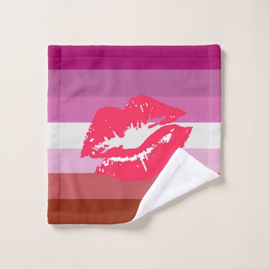 Lipstick Lesbische Pride Vlag Washandje (Wasdoekje)