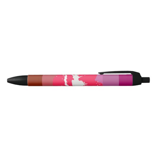 Lipstick Lesbische Pride Vlag Zwarte Inkt Pen (Bovenkant)