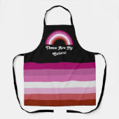 Lipstick, lesbische pridevlag en regenboog met tek schort (Voorkant)