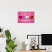 Lipstick lesbische trots harten met aangepaste tek poster (Thuiskantoor)
