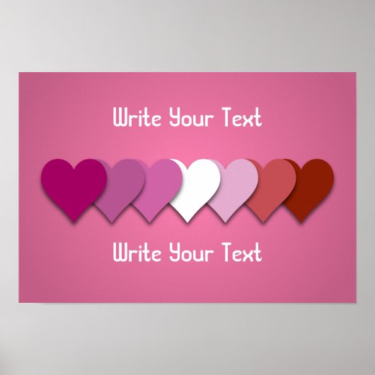 Lipstick lesbische trots harten met aangepaste tek poster (Voorkant)