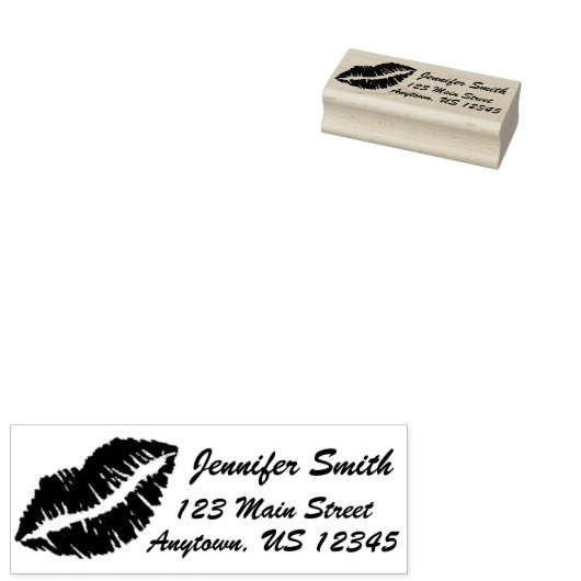 Lipstick Lips Kiss Print Personeelsadres Rubberstempel (Gestempeld)