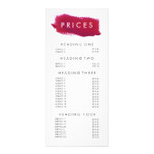 Lipstick make-up artiest Beautician Menu prijslijs (Voorkant)