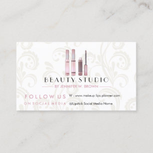 Lipstick Make-up roze goud schoonheidssalon elegan Visitekaartje
