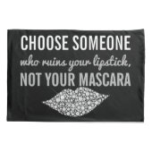 Lipstick Makeup Inspirerend Quote Black White Kussensloop (Achterkant)