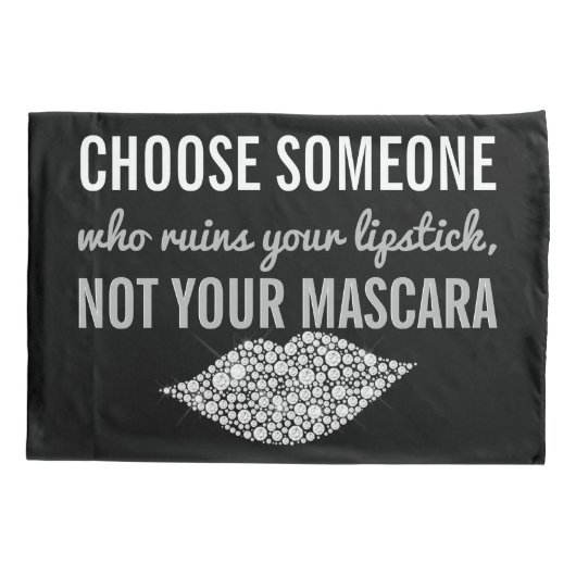 Lipstick Makeup Inspirerend Quote Black White Kussensloop (Achterkant)