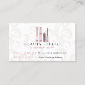 Lipstick Makeup roos gouden schoonheidssalon elega Visitekaartje (Voorkant)