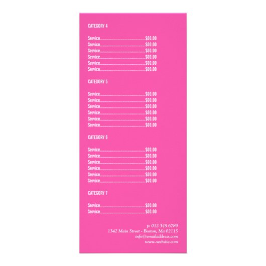 Lipstick Mark Pink Makeup Beauty Salon Prijslijst Reclamekaart (Achterkant)