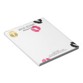 Lipstick Marks | Aangepaste naam zwart/roze Notitieblok (Schuin)