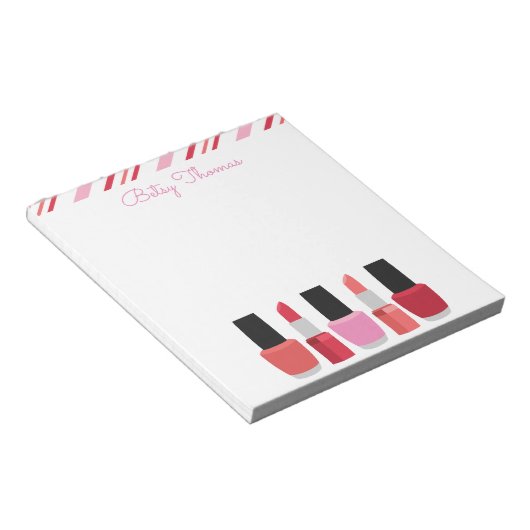 Lipstick & Nail Pools gepersonaliseerd Notitieblok (Schuin)