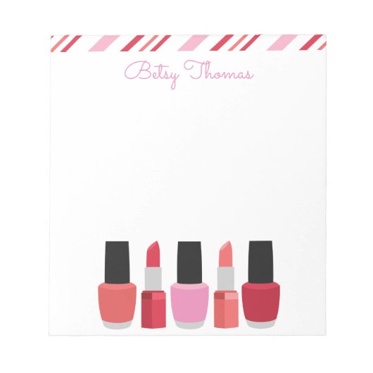 Lipstick & Nail Pools gepersonaliseerd Notitieblok (Voorkant)