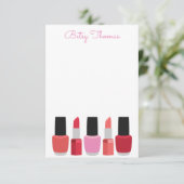 Lipstick & Nail Poolse persoonlijke notitiekaarten (Staand voorkant)